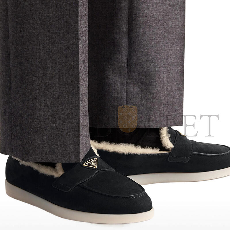 PRADA SUEDE AND WOOL LOAFERS 